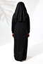 One Piece Practical Children's Prayer Dress with Headscarf Black - 3