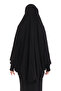 Black Ready- to -Use Practical Sultanbaş Hijab with Jersey Cotton Soufflé Scarf - 6