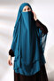 Petrol Chiffon Three Layers with Veil Long Hijab Souffle Scarf - 4