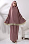 Two-Piece Scalloped Practical Top and Bottom Prayer Dress 8018 Dusty Rose - 2