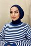 Hijabchi Women's Hijab Dark Navy Blue Snap Neck Collar Hijap Bonnet Model Scarf Shawl
