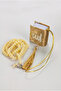 Velvet Covered Mini Quran Box - with Prayer Beads - Plexiglass - Gold - 2