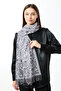 Gray Tasseled Tulle Shawl Mevlüt Coverlet - 5