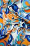 Orange Blue Ethnic Patterned Satin Bandana Colorful Scarf New Season Hair Accessory - 3