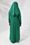 One Piece Practical Children's Prayer Dress with Headscarf Green - 4