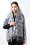 Gray Tasseled Tulle Shawl Mevlüt Coverlet