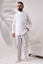 White Men's Loose Fitting Single Pocket Judge Collar Hajj and Umrah Linen Shirt - 2