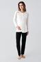 Long Sleeve Stripe Flexible Ribbed Viscous Maternity Dressing Gown Pajama Set - 2