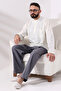 Cream Men's Relaxed Fit 3-Button Judge Collar Hajj and Umrah Linen Shirt - 6