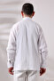 White Çınar Men's Relaxed Fit Judge Collar Shile Fabric Hajj and Umrah Shirt - 3