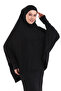 Black Ready- to -Use Practical Sultanbaş Hijab with Jersey Cotton Soufflé Scarf - 3