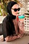 غطاء رأس شال من التول الأسود العملي - B2401 - 6