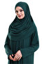 One Piece Practical Prayer Dress with Headscarf and Robe 8015 Emerald Green - 2