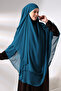 Petrol Chiffon Three Layers with Veil Long Hijab Souffle Scarf - 3