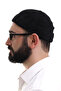 Black Folded Plain Pattern Winter Velvet Skullcap Hat - 3