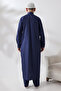Navy Blue Çınar Dagron Fabric Men's Hajj Umrah Outfit Fistan Set - 7