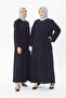 Navy Blue Ferace with Ribbed and Stone Detail 3302 - 3