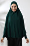 Emerald Green Ready Practical Sultanbaş Hijab Sleeve Combed Cotton Souffle Scarf Hijab