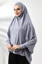 Gray Ready Practical Sultanbaş Hijab Sleeve Combed Cotton Souffle Scarf Hijab - 2