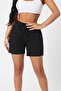 Women's Black Wide Cut Combed Cotton Shorts