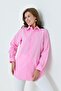 Pink Basic Long Women's Shirt – Comfortable Fit, Loose, Pocketless, Plain, for Daily and Office Combinations - 6