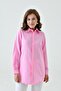 Pink Basic Long Women's Shirt – Comfortable Fit, Loose, Pocketless, Plain, for Daily and Office Combinations