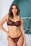 Women's Bra Suit Black Claret Red Floral Underwire Embroidery - 6