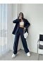 Women's Striped Lined Blazer Jacket and Trousers Set 5555 (100% Cotton, Anti-Pilling)
