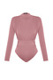 Dusty Rose Knitted Draped Snap Fastener Bodysuit Tpraw23Bd00048 - 7