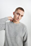 Men's Gray Melange Wool Standard Fit Regular Cut Crew Neck Knitwear Sweater - 4