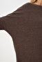 Women's Brown Crew Neck Bat Sleeve Knitted Blouse En00616 - 7