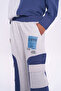 Gray Striped Match Elastic Waist Sweatpants - 4