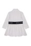 Girl's Organic Cotton White Standard Fit Shirt Collar Elastic Mini Dress - 2