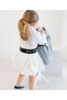 Girl's Organic Cotton White Standard Fit Shirt Collar Elastic Mini Dress - 4