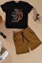 Tiger Printed Black Bottom Top Shorts Set