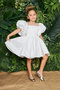 white balloon sleeve girl's evening dress - 3