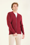 Men's Hakim Collar Honeycomb Knit Zippered Cardigan Red - 4