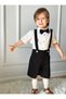 Black Salopet White Shirt And Bow Tie Holiday Special Daily Children's And Baby Clothing Boys Girls - 5
