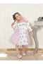 Girl's dress, Tulle printed with flowers and Pearls