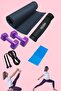 7mm Pilates Cushion, Pilates Rubber and 1 Kg Double Dumbbell and Jump Rope Premium Exercise Set