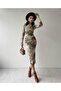Patterned Tulle Dress Green New Season - 2