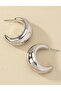 Half Domed Oval Hoop Earrings - 2