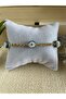 Elegant Stainless Steel Bracelet with Beaded Eye Charm and Embellished