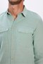 Men's Slim Fit Slim Fit Long Sleeve 100% Cotton Linen Texture Double Pocket Sports Lapel Green Shirt - 4