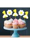 Daisy Themed Set of 3 One 1 Year Old Birthday Decoration Banner + Cake Decoration + Cupcake Decoration - 3