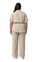 Plus Size Half Sleeve Shirt Pants Beige Color Two Piece Set - 4