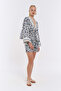 Natural Patterned Short Kimono - Pleat Detailed - 4