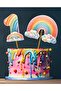 Rainbow Themed Set of 3 One 1 Year Old Birthday Ornament Banner + Cake Ornament + Cupcake Cardboard - 2