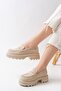746-759 Beige Suede Daily High-Sole Loafer Shoes - 2