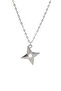 Japanese Shuriken Ninja Pendant - Silver Color Classic with Chain - 2